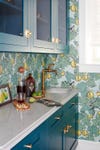 Teal pantry with wet bar