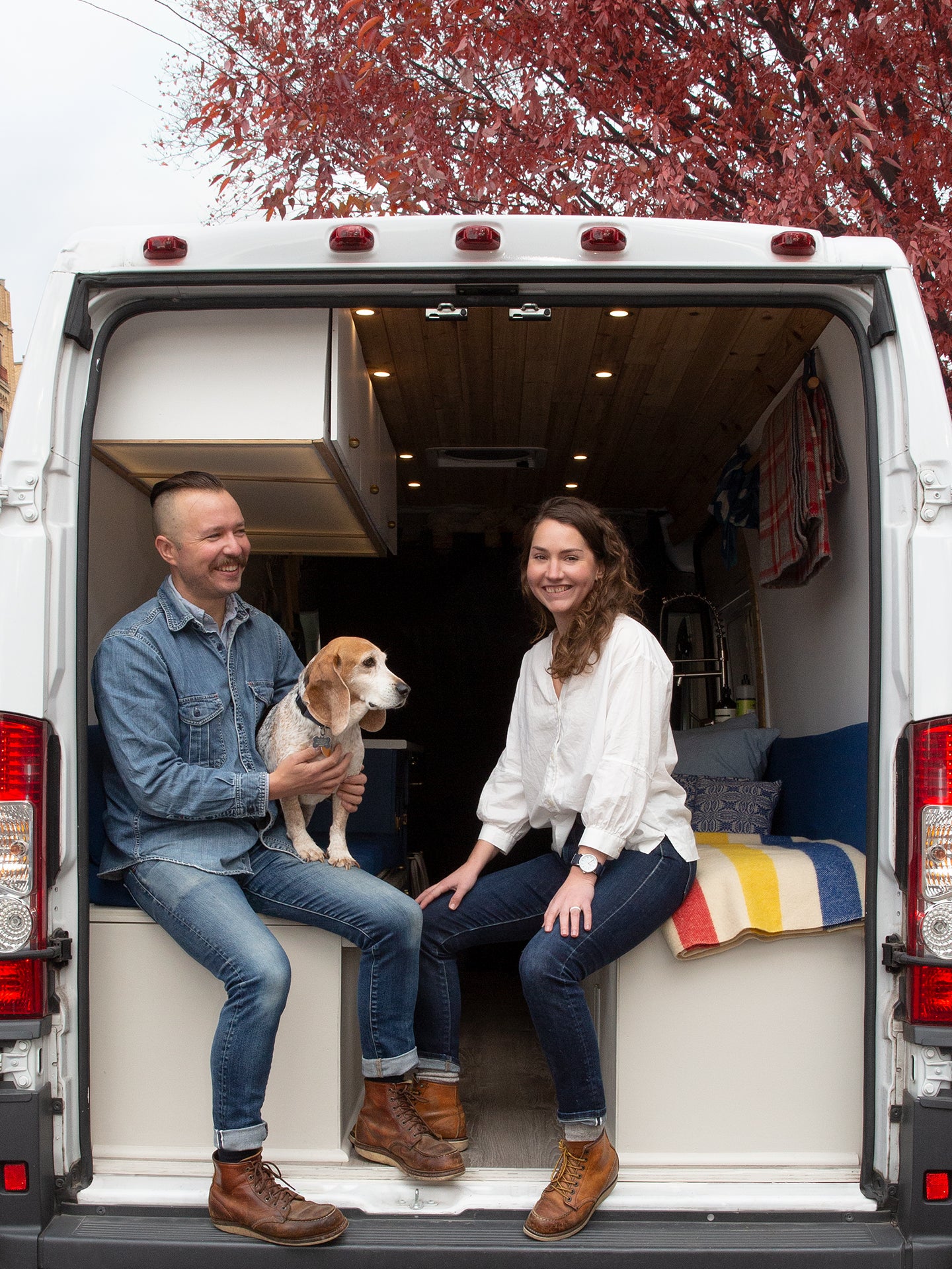 couple sitting in a van