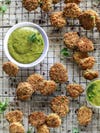fried pickles with green auce