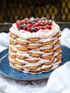 gingersnap icebox cake with cranberry topping