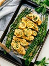 asparagus and lemon sheet pan chicken