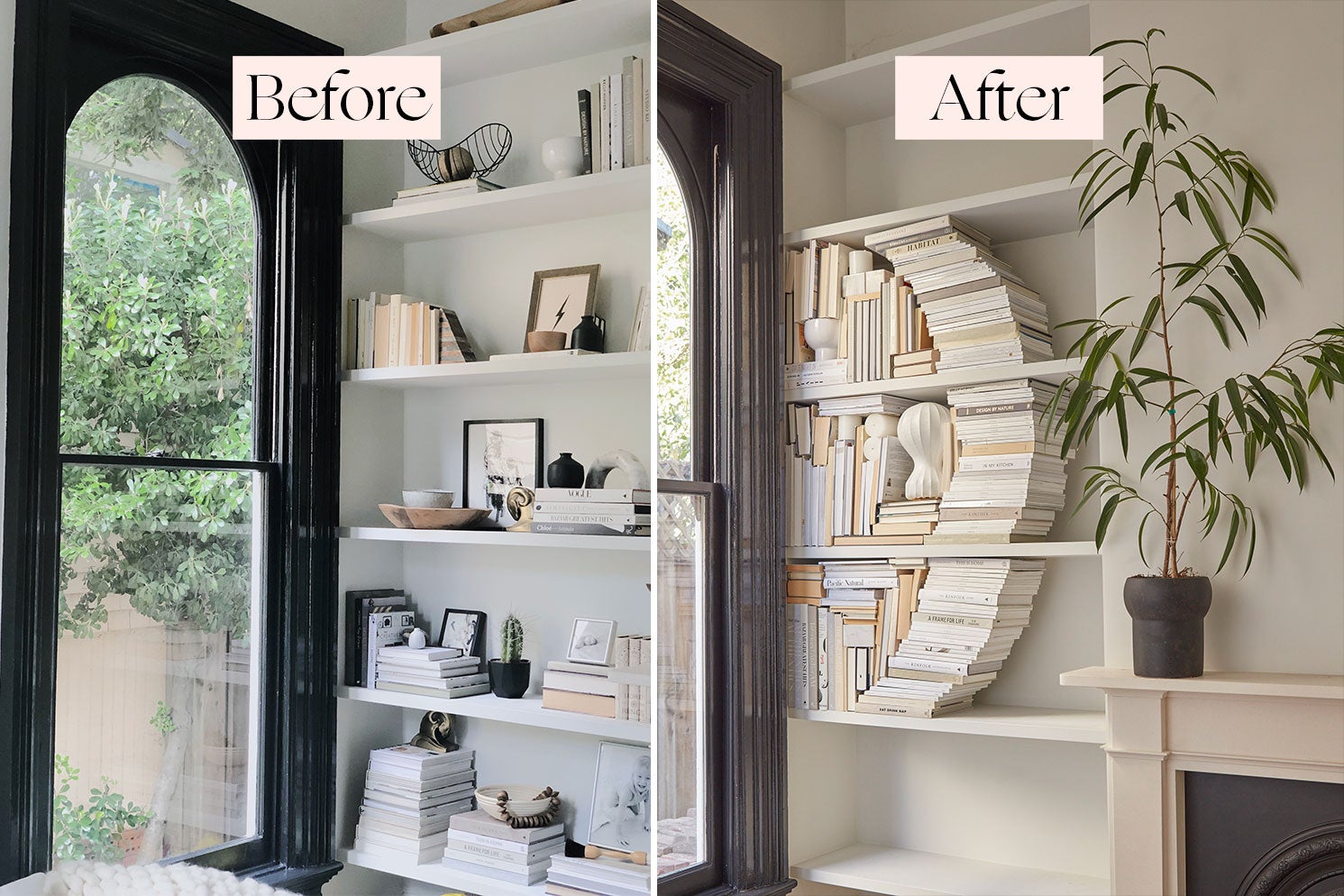 Bookcase before and after