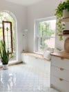 white kitchen stained glass window