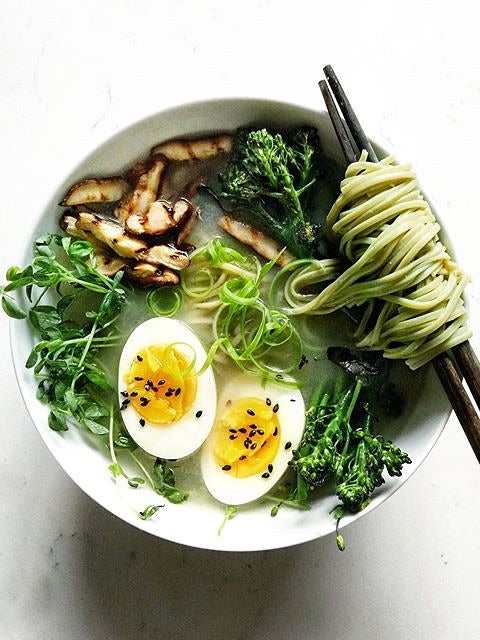 noodle bowl with eggs