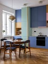 Blue and green kitchen