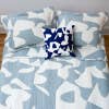 Blue and white patterned coverlet