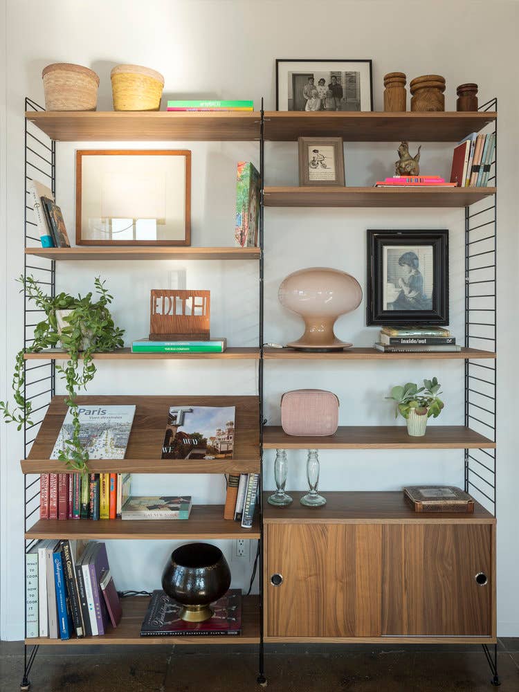 bookshelf of plants