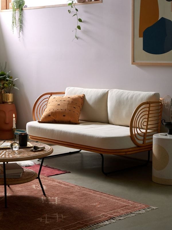 rattan curved sofa in living room