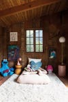 Kids room with wood walls