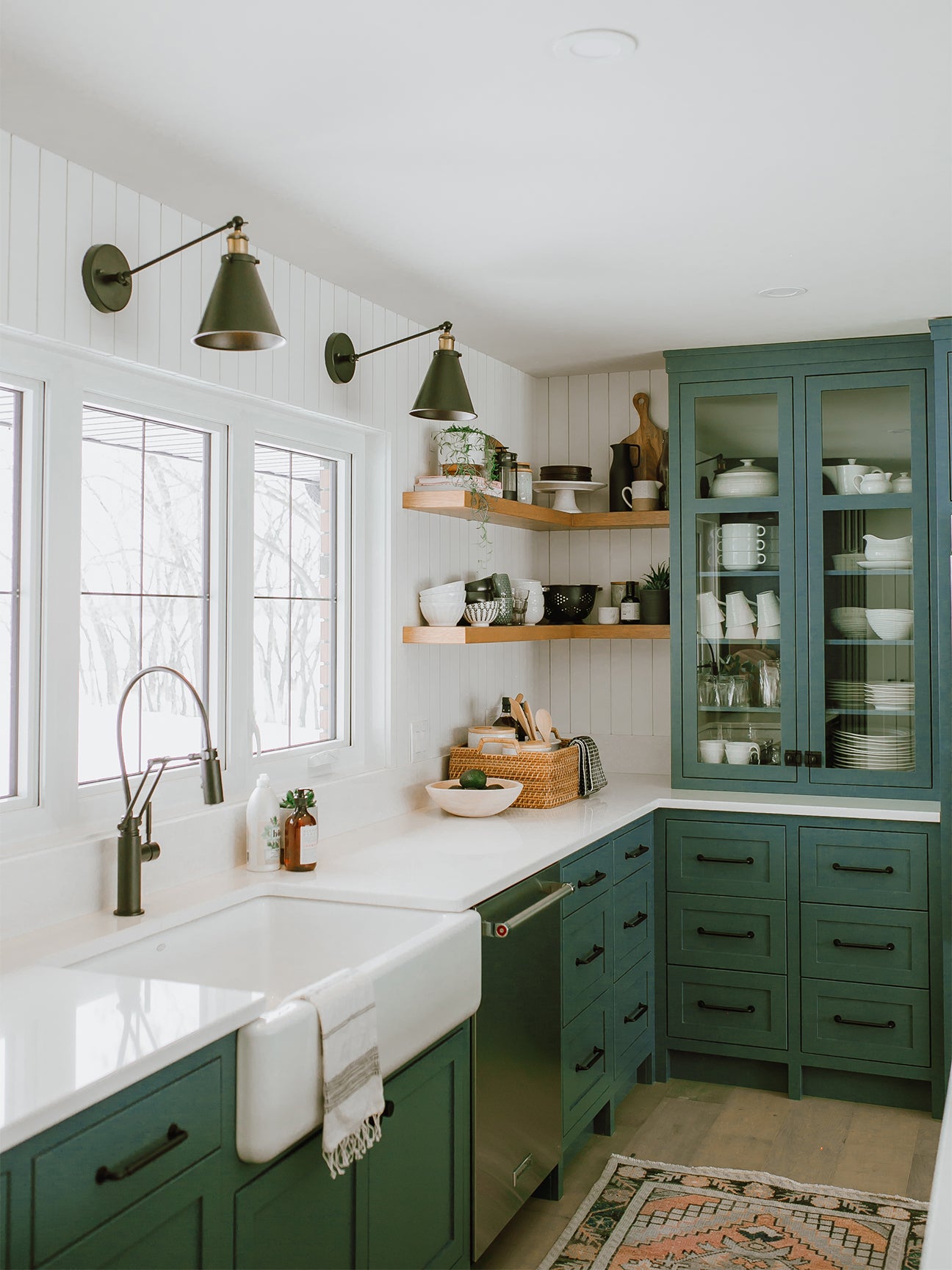 farmhouse cabinets with glass doors