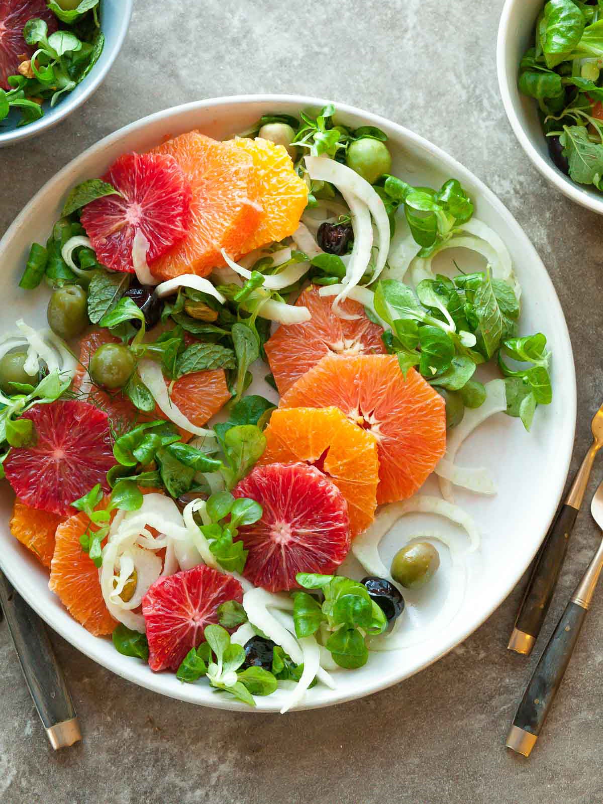 Salad with oranges, olives, and fennel