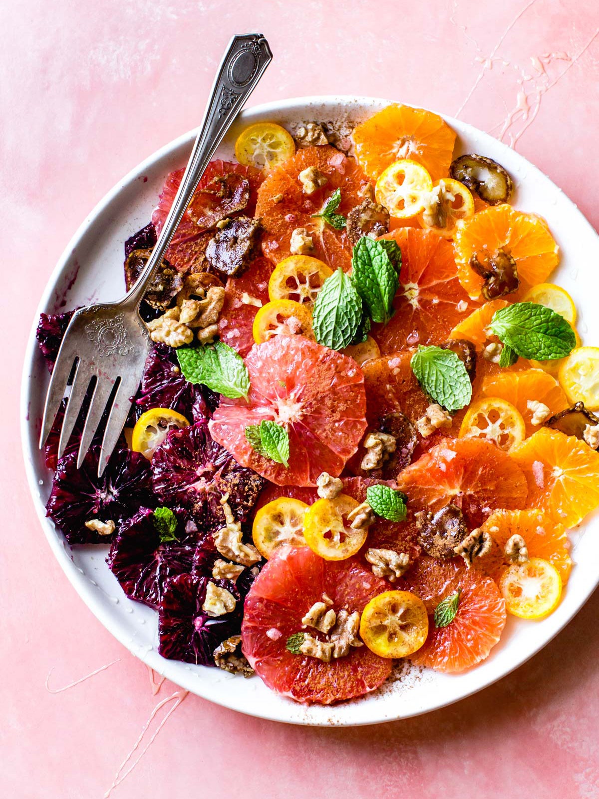 Citrus salad with walnuts and dates