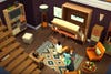 Sims interior with murphy bed and colorful cabinets