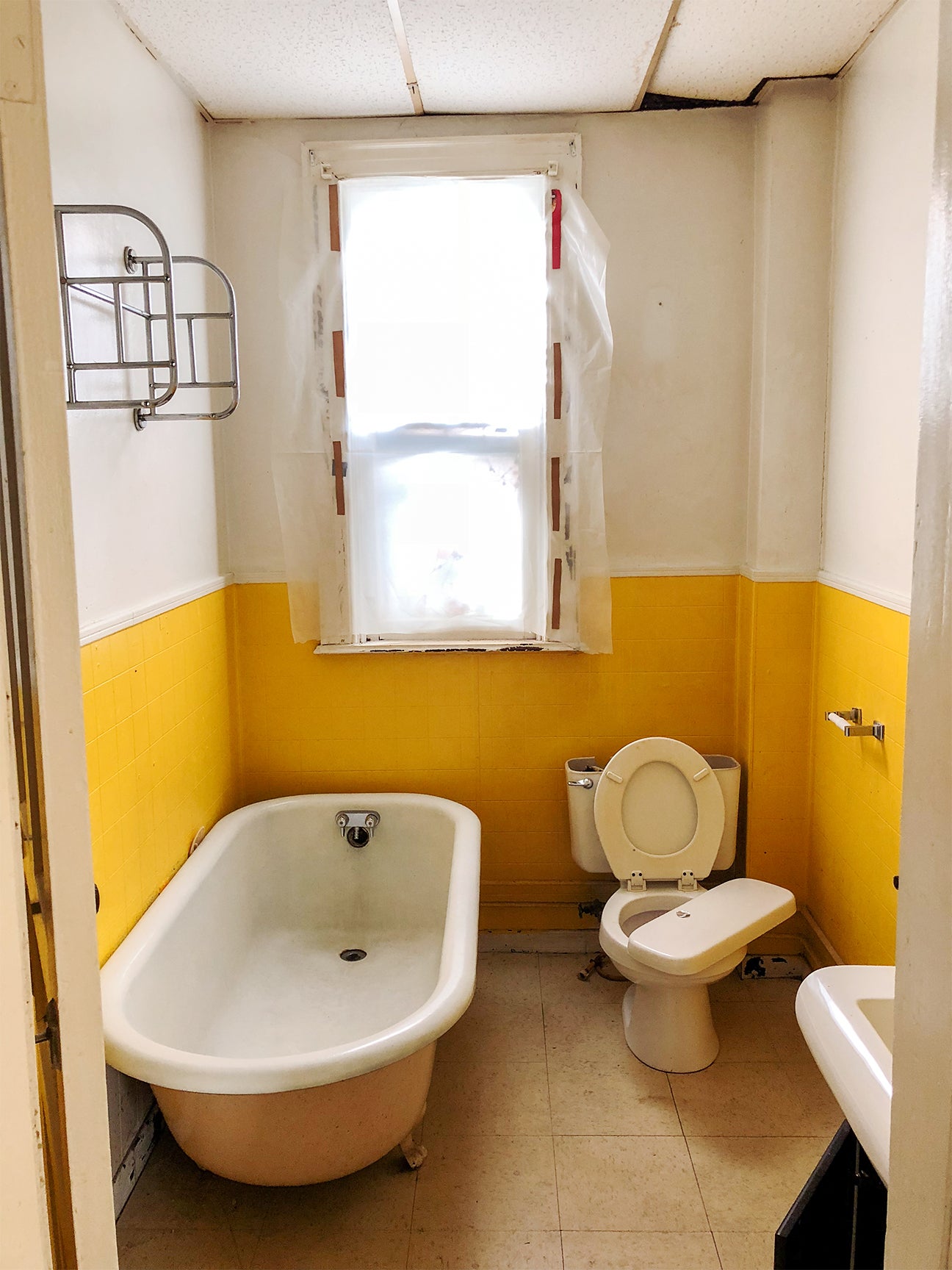 yellow old bathroom