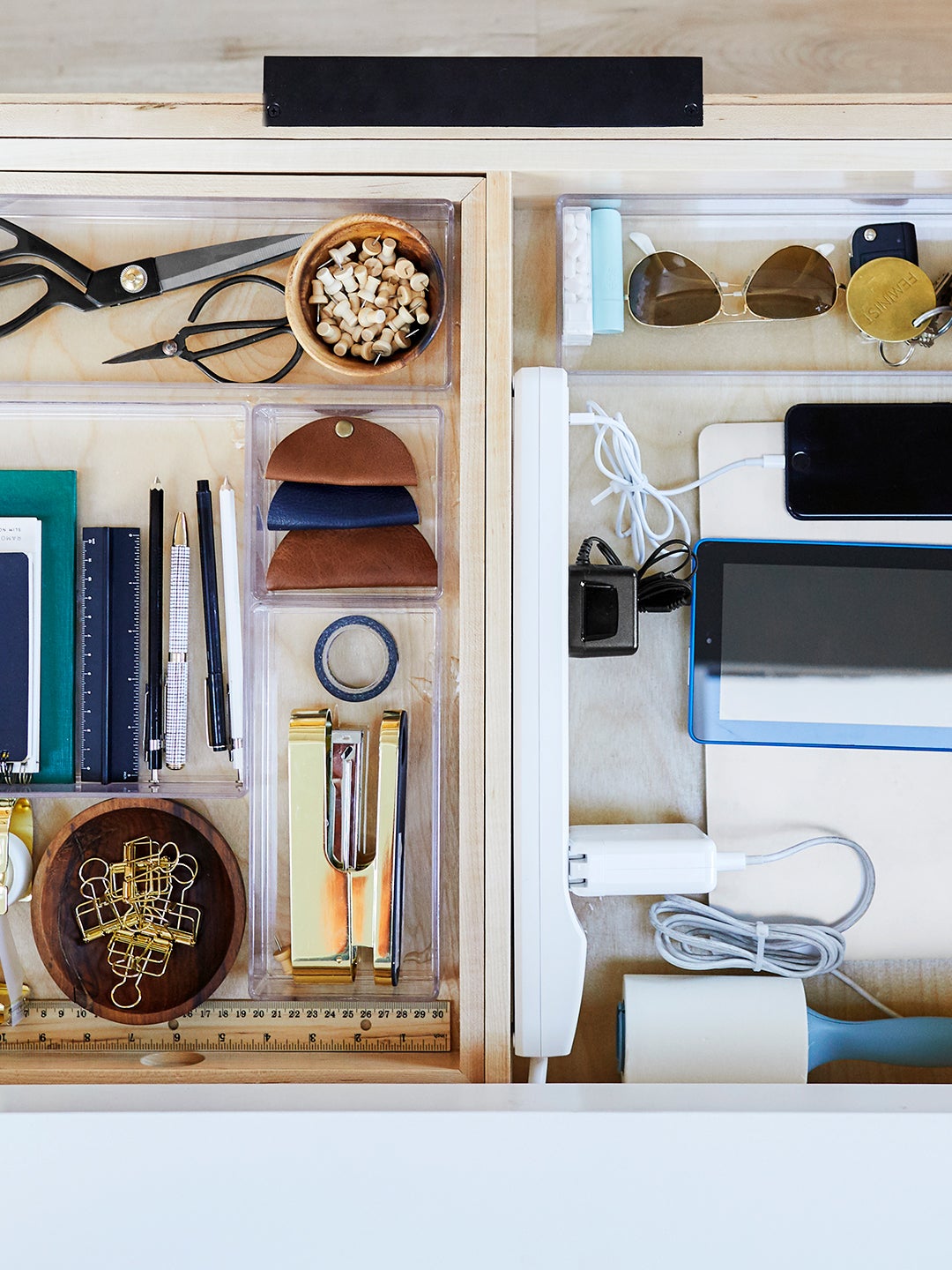 organized desk drawer