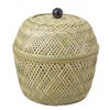 tall bamboo basket with black knob