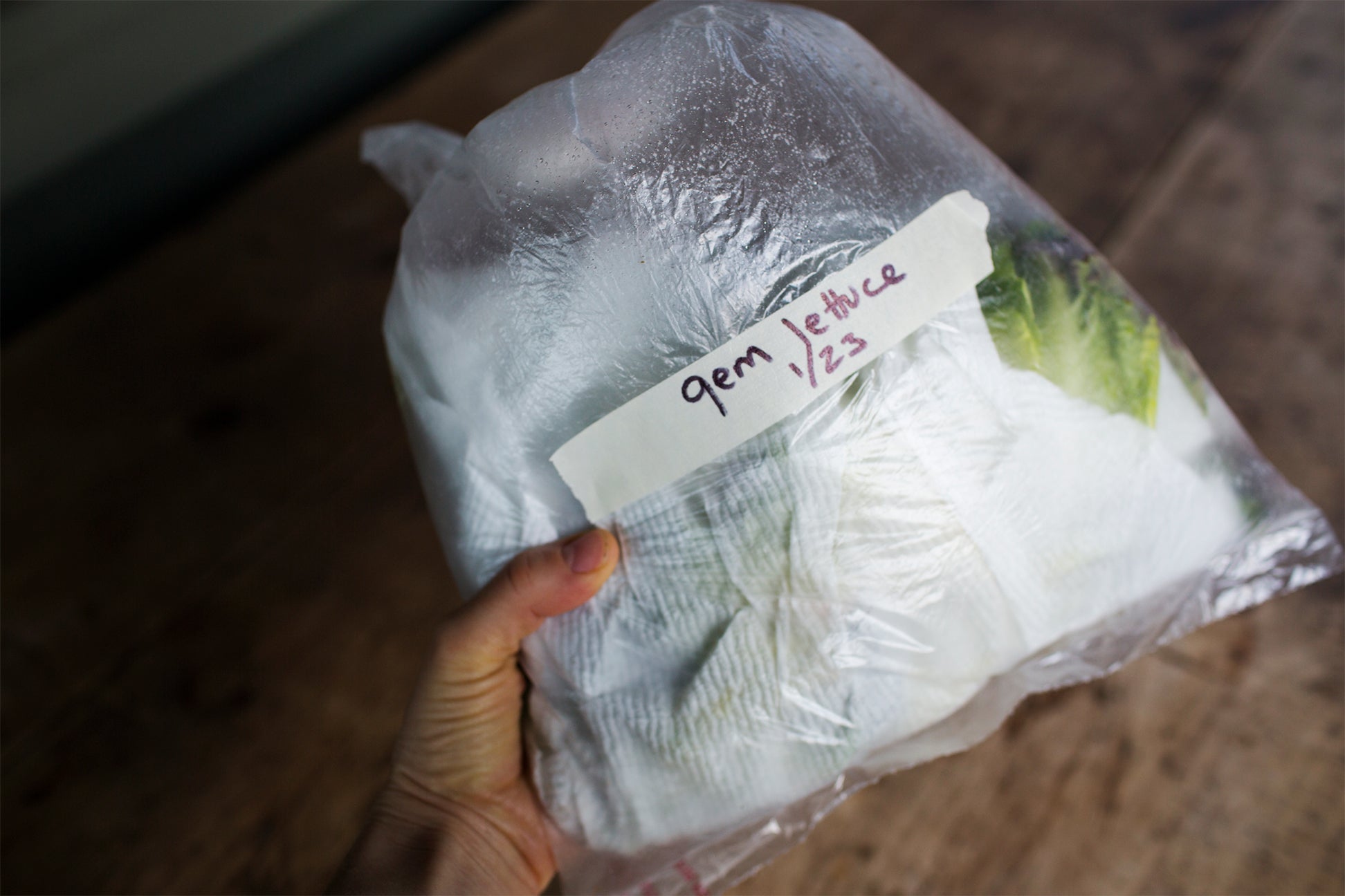 lettuce in plastic bag