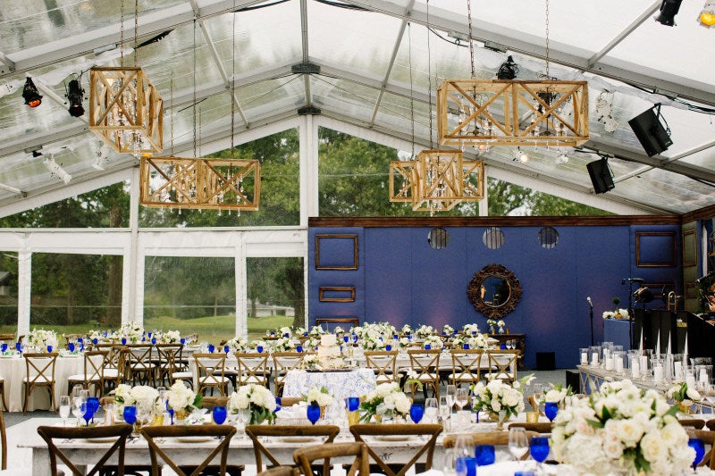 blue wedding reception