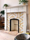 fireplace renovation yellow tiles