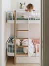 kids bunk beds with blue linens