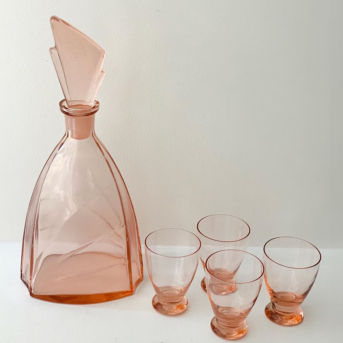 Vintage pink glass set