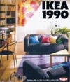 old ikea catalogue cover featuring a living room with grey sofas