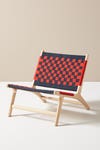 blue and red checkered chair