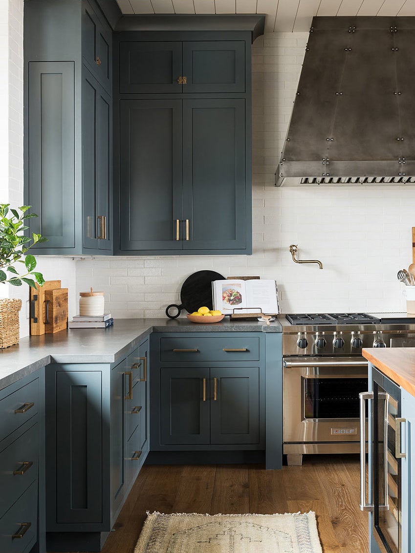 teal kitchen cabinets