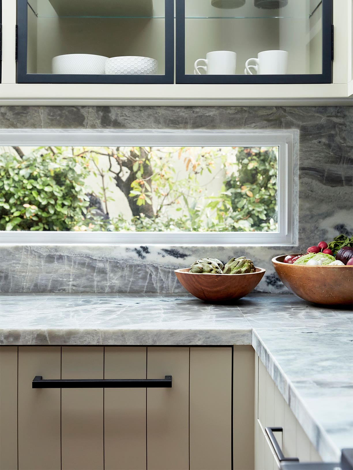 Kitchen With Backsplash Window Cutout