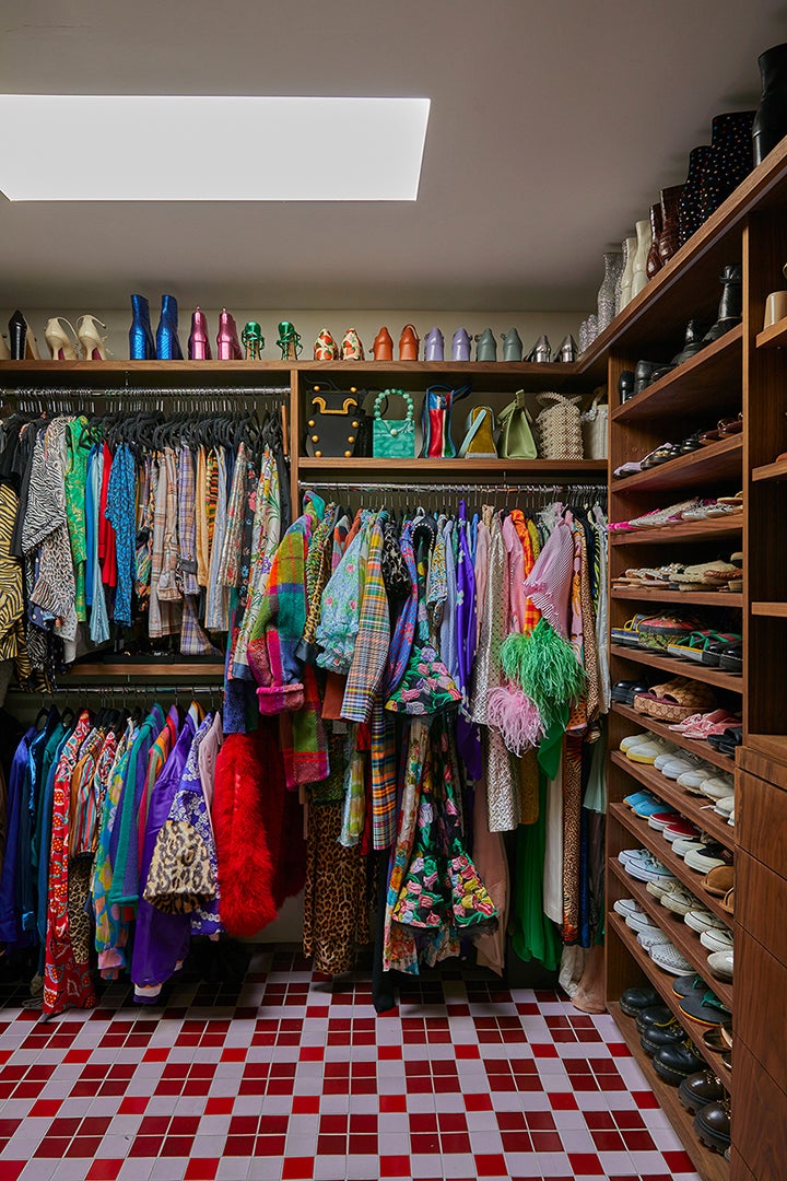 colorful, vintage-filled closet