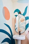 Powder room with handpainted mural