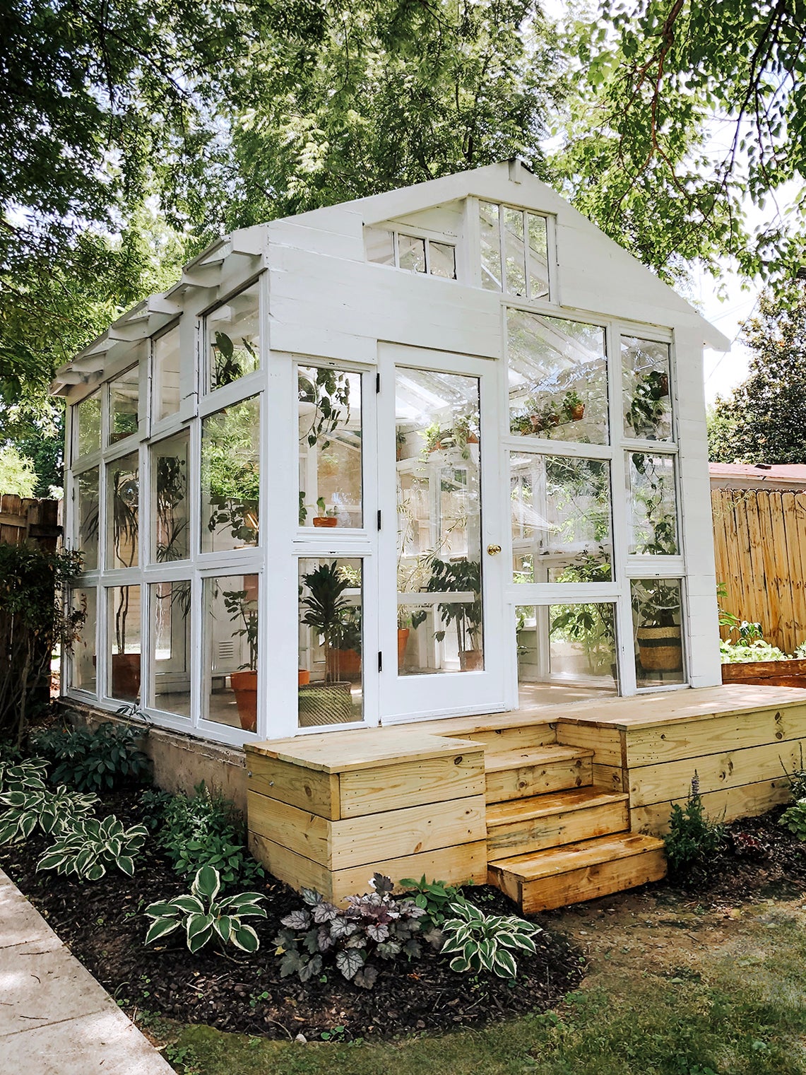 Exterior of backyard greenhouse