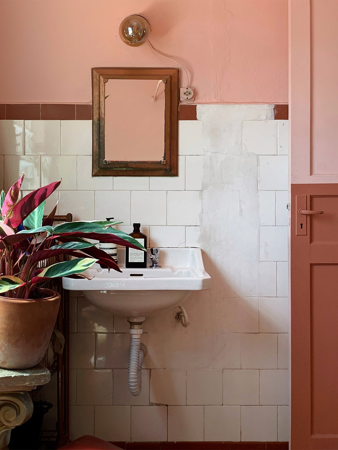 pink two-tone bathroom