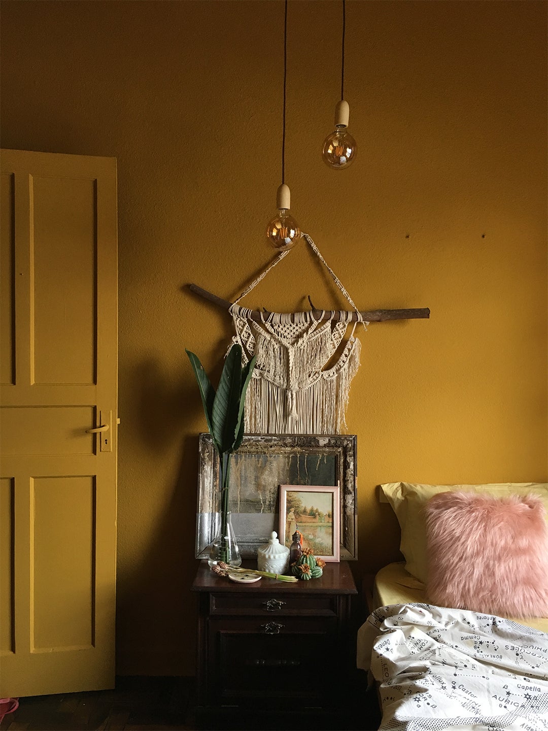 mustard yellow bedroom