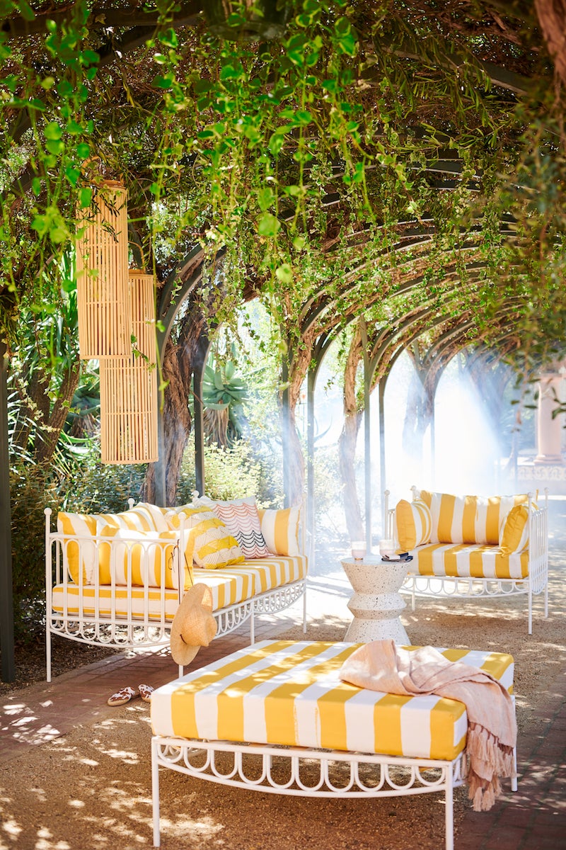 yellow striped outdoor furniture