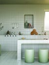 green tiled kitchen