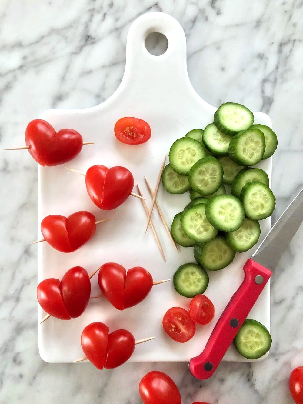 tomato hearts and cucumber