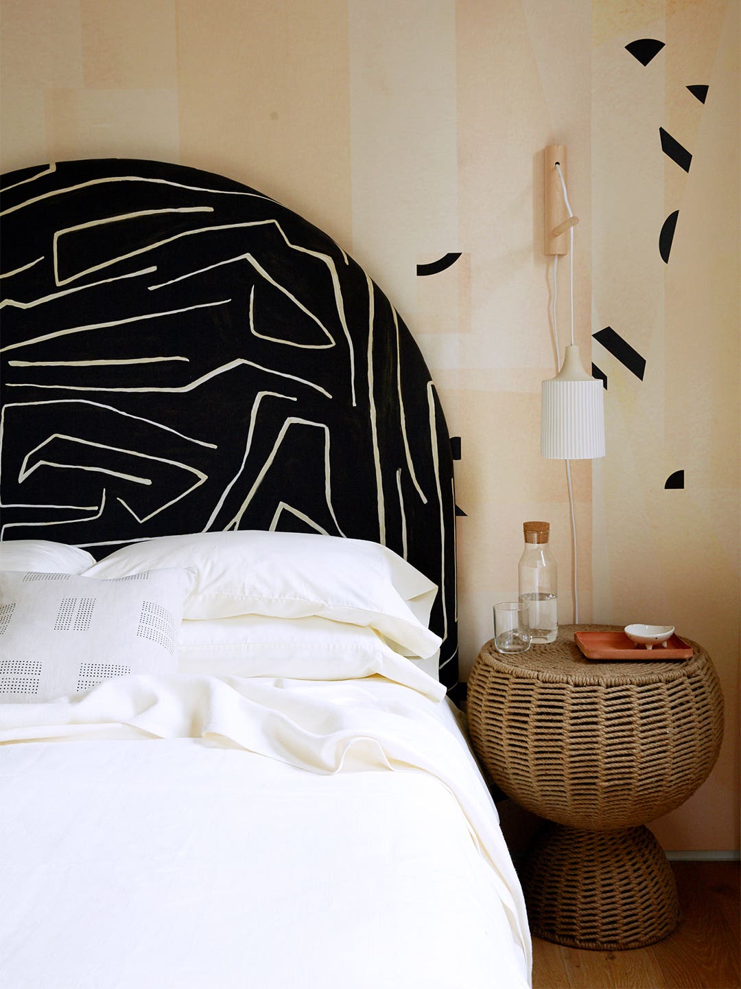 abstract curved bedroom headboard