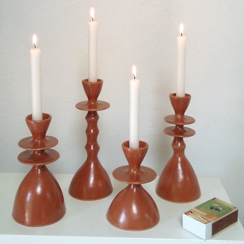 Cognac Glazed Candlesticks