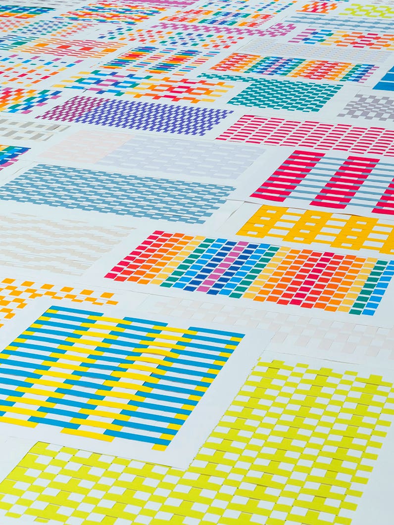 Multi-colored paper weavings