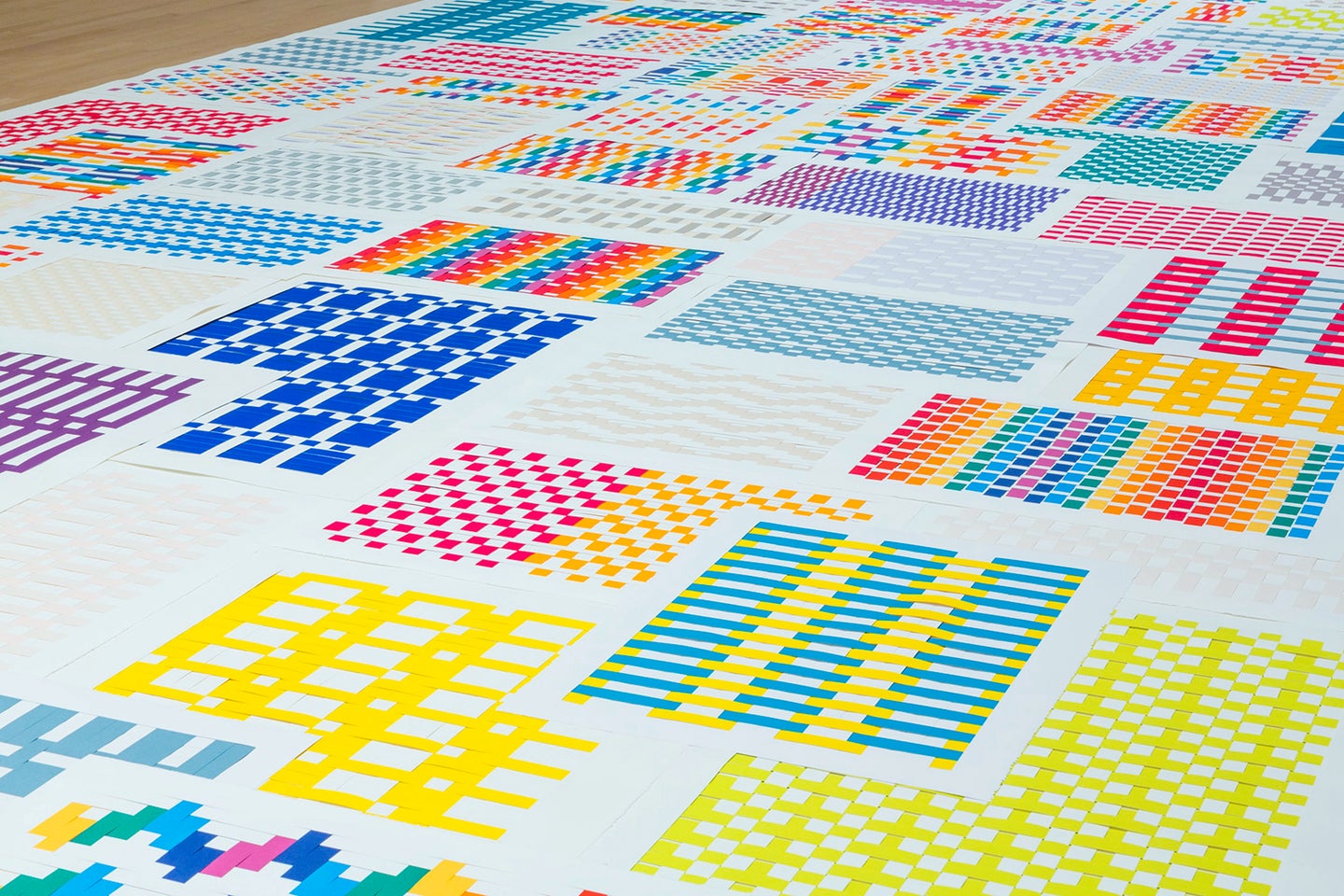 Multi-colored paper weavings
