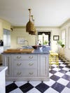 Kitchen with checkered floors