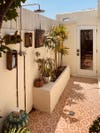 outdoor shower moroccan tile patio