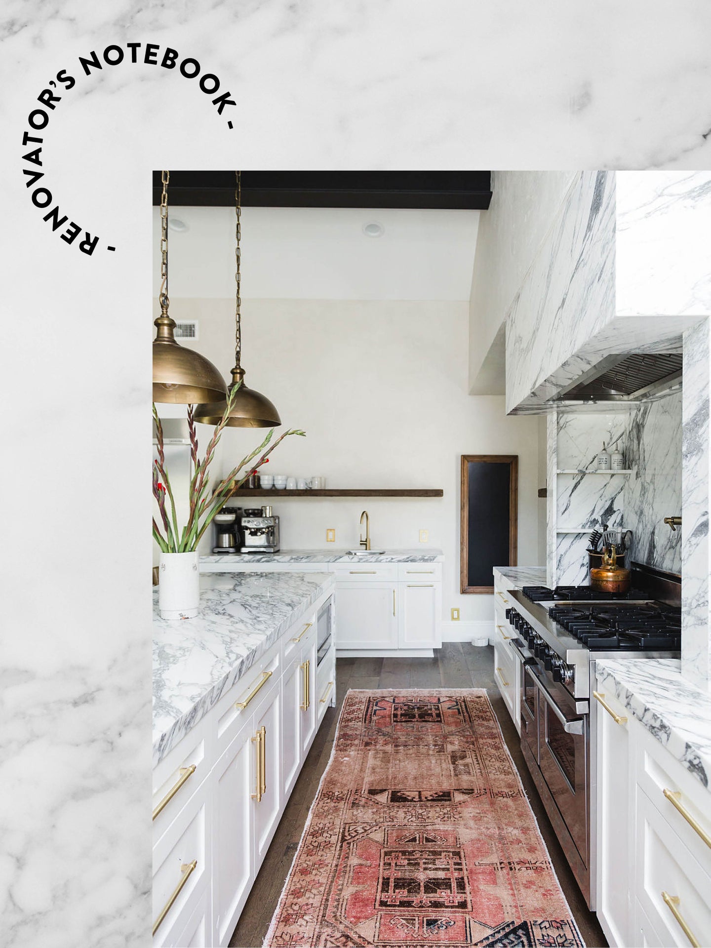 marble kitchen with a marble backgorund
