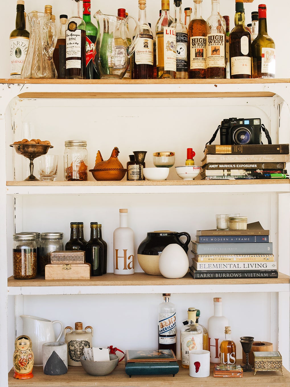 Shelf with assorted liquor