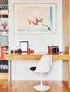 white chair and wood desk