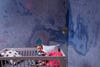 Nursery with iridescent wallpaper