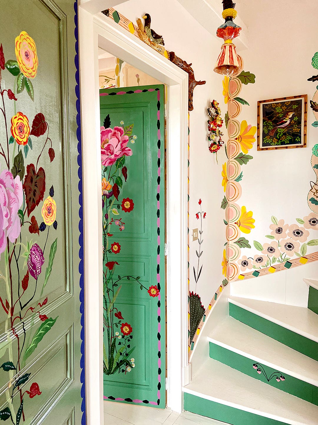 Floral-painted staircase