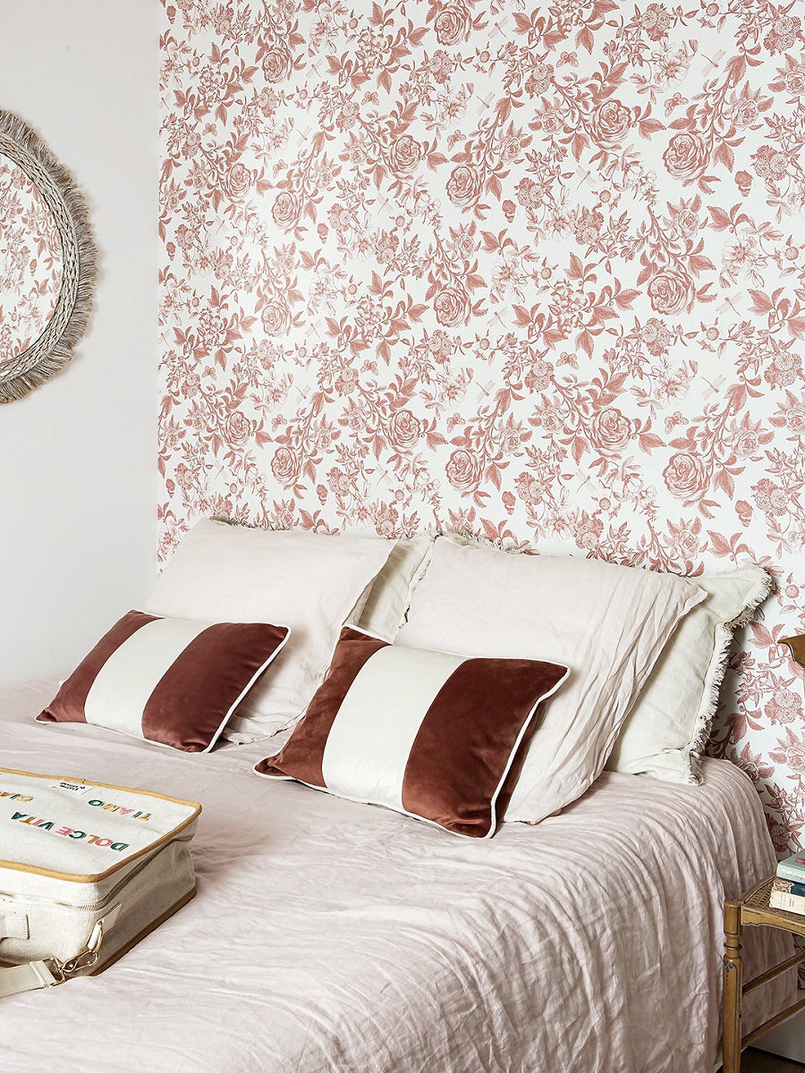 pink floral wallpaper bedroom