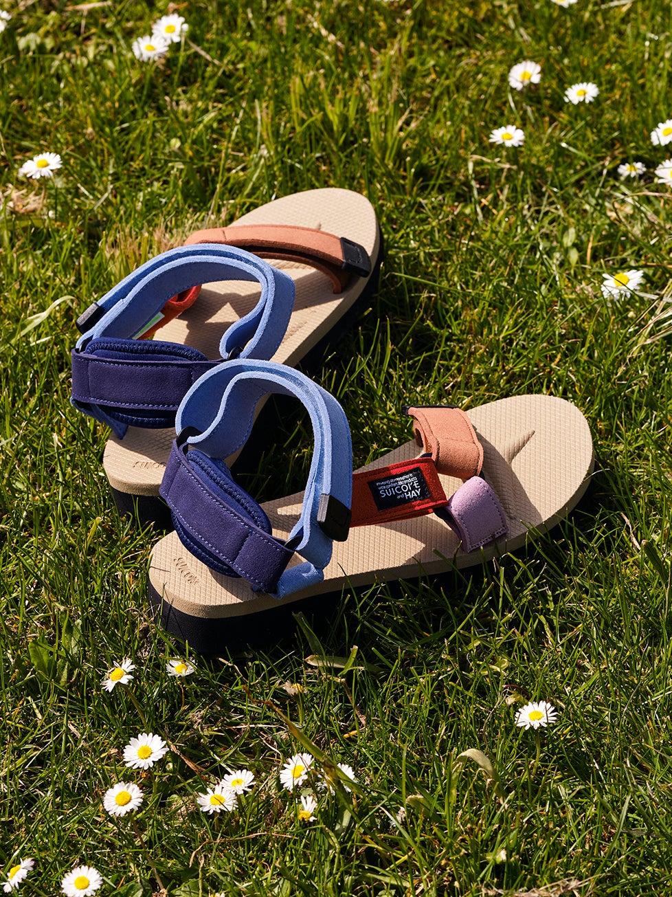 colorful sandals in the grass